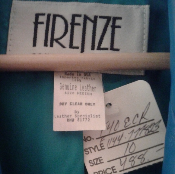 Leather studded jacket Teal color - Picture 4 of 8